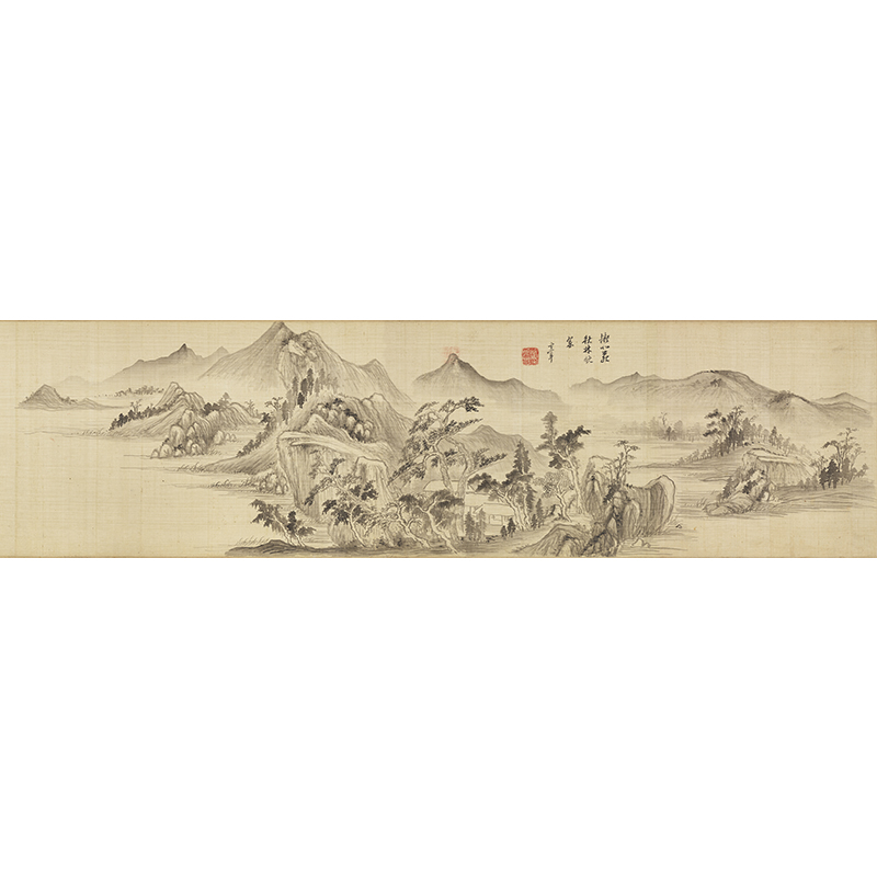 传世名画高清复制明代董其昌秋林晚翠图国画山水画微喷字画装饰画-图3