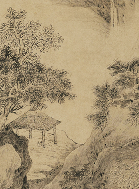 高清复制唐伯虎幽人燕坐图山水画