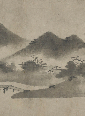 高清复刻米友仁楚山秋霁图山水画