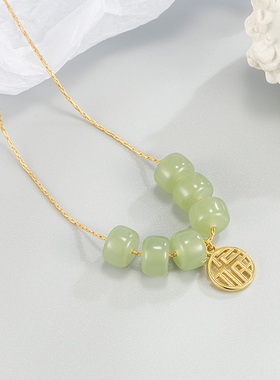 平安福牌和田玉项链ins冷淡风锁骨链轻奢小众高级2022年爆款礼物