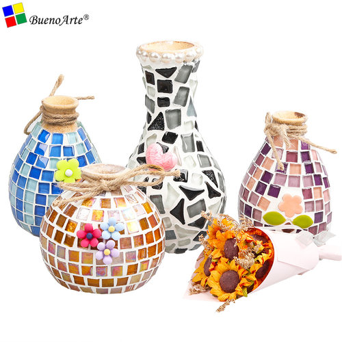 Diy马赛克手工花瓶材料包套装儿童创意粘贴自制作礼物玻璃小瓶子 Diy马赛克手工花瓶材料包套装儿童创意粘贴自制作礼物玻璃小瓶子