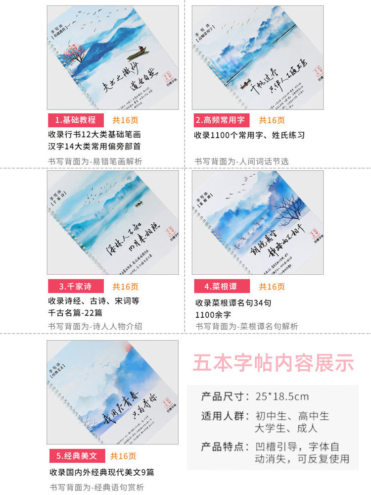 草书练字帖凹槽3500常用字唐诗宋词成人高中生霸气行草连笔初学者