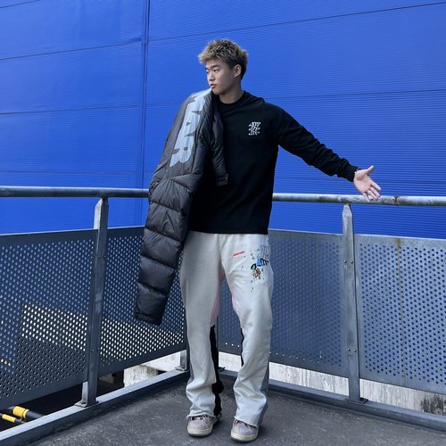 MARMORRIS美式短款立领印花高蓬度羽绒服鸭绒冬季面包服防寒外套 - 图0