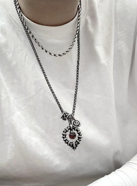 原创高街项链女男潮小众设计刻骨铭心吊坠钛钢复古个性嘻哈毛衣链