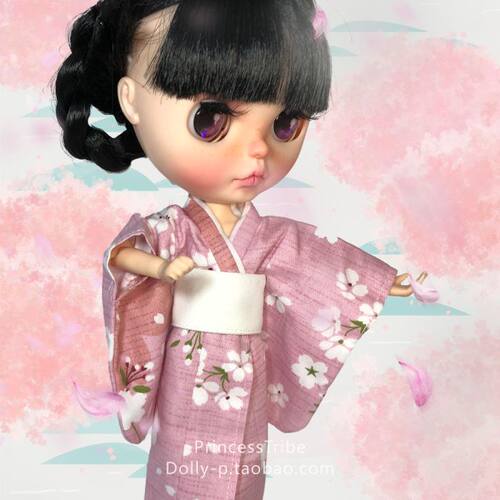 【和服祭】blythe小布浴衣粉樱花粉6分丽佳licca芭bi/ob24裙子azs - 图1