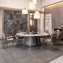 New Chinese style hotel solid wood electric big round table 15 people 20 people bag compartment rock board Roundtable Club Villa Custom furniture