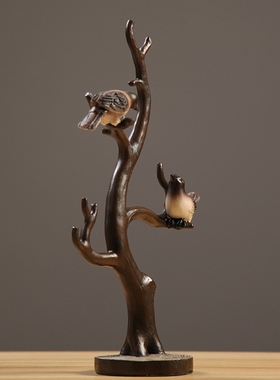 北欧简约小鸟首饰架钥匙收纳摆件