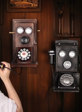 老式手摇电话机座机壁挂摆件道具