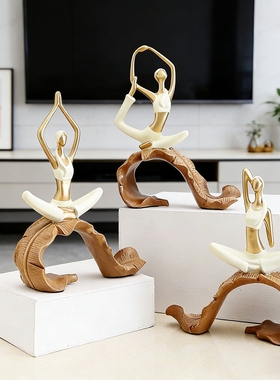 北欧简约禅意少女瑜伽体式摆件