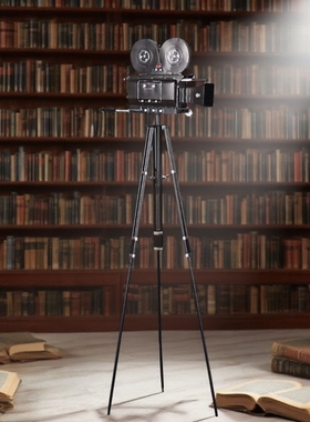 老式电影放映机模型摆件复古怀旧三脚架胶片摄影机古董摄像机大型
