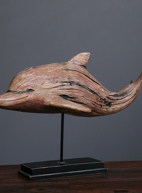 美式乡村海豚客厅装饰摆件高级感