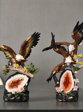 美式白头鹰大鹏展翅摆件雕塑酒柜