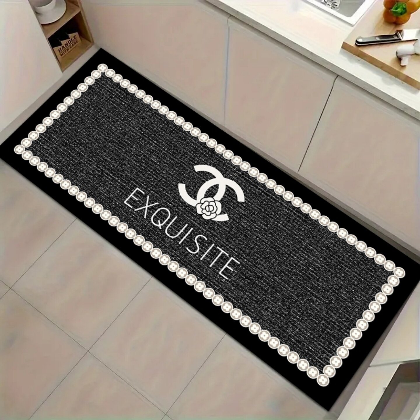 Light luxury small fragrance kitchen floor mat non-slip long strip carpet waterproof and oil-proof scrubbable household floor mats stain-resistant