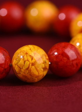 保真朱砂手串雄黄手串镇静安神助睡眠转运佛珠情侣手链男生日礼物