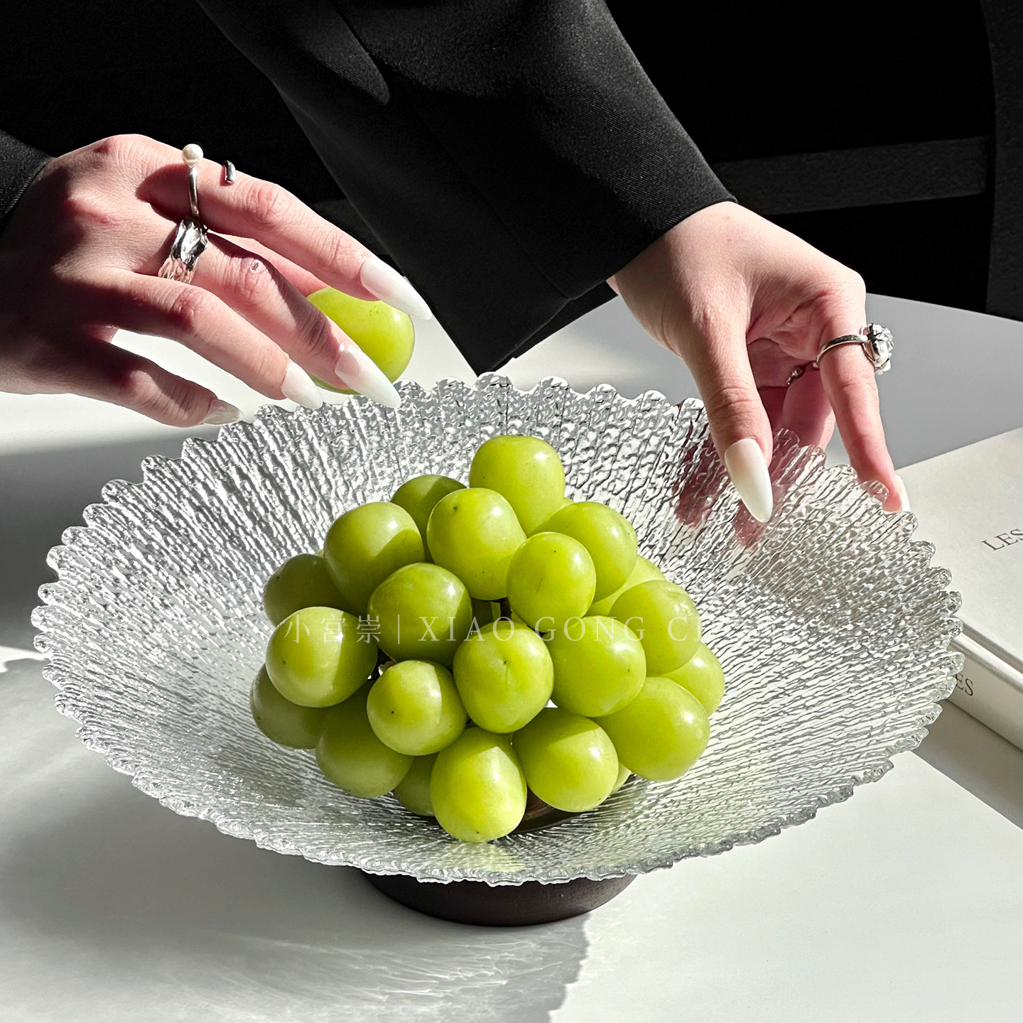 高级感玻璃水果盘轻奢家用茶几干果盘高颜值精致糖果盘零食摆放盘,淘宝优惠券,粉丝福利购,淘宝优惠卷