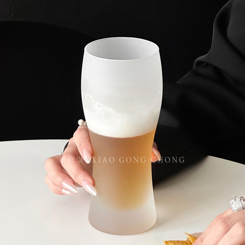 创意磨砂质感啤酒杯大容量玻璃精酿小麦扎啤杯冷饮杯果汁杯饮料杯 - 图1