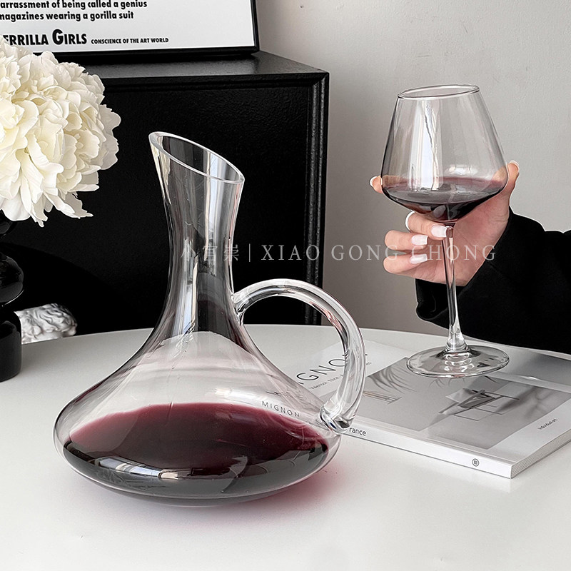 欧式水晶玻璃带把醒酒器高级感家用轻奢天鹅U型醒酒器红酒分酒器,淘宝优惠券,粉丝福利购,淘宝优惠卷