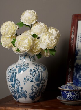 Edelweiss 手绘铃兰花 青花缠枝居家  摆件插花花器花瓶