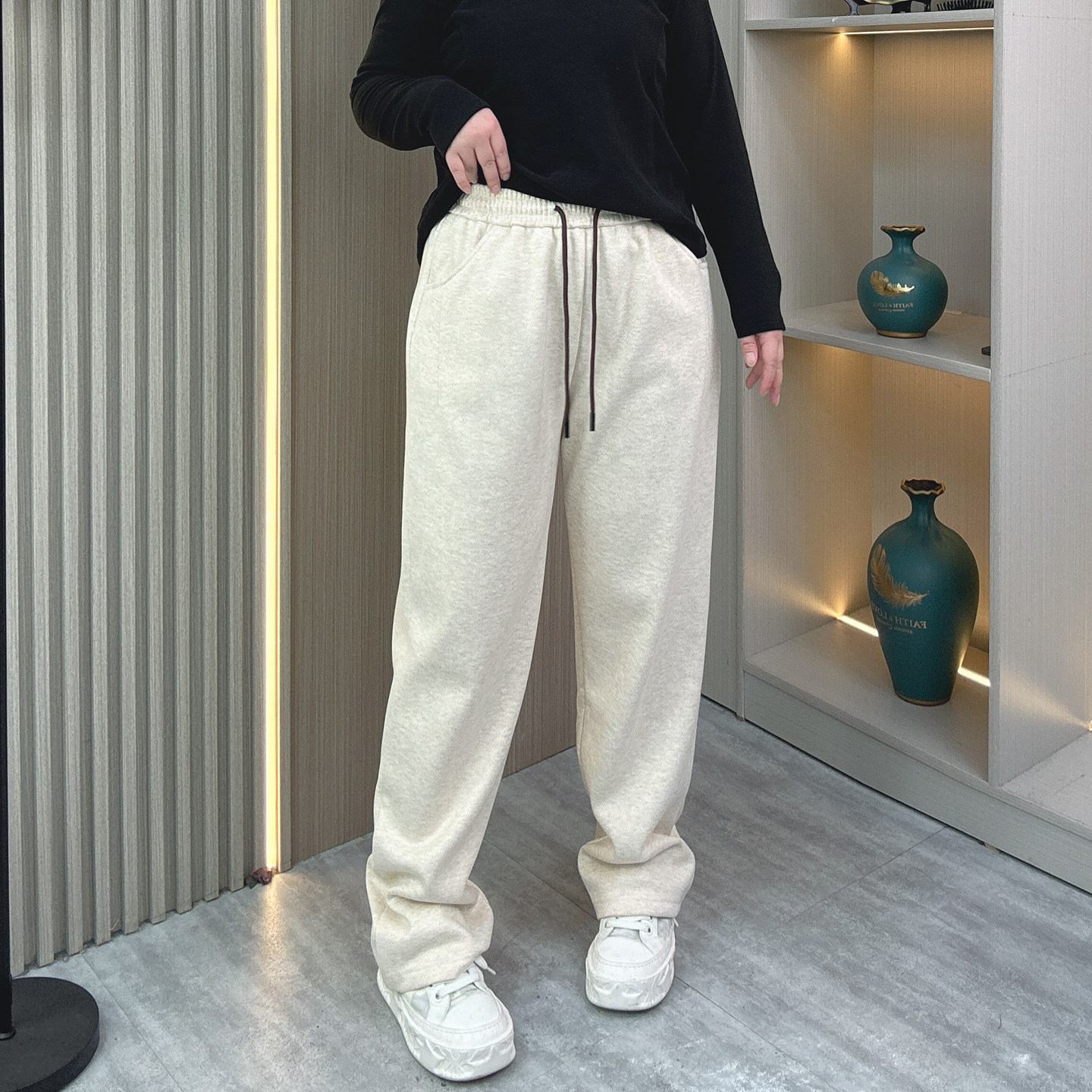 大码女装秋冬新款宽松休闲松紧腰加绒加厚保暖直筒裤长裤子阔腿裤,淘宝优惠券,粉丝福利购,淘宝优惠卷