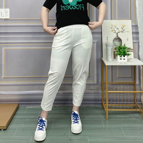 哈伦裤女夏季薄款白色裤子胖mm宽松显瘦2026新款大码高腰八九分裤 - 图2