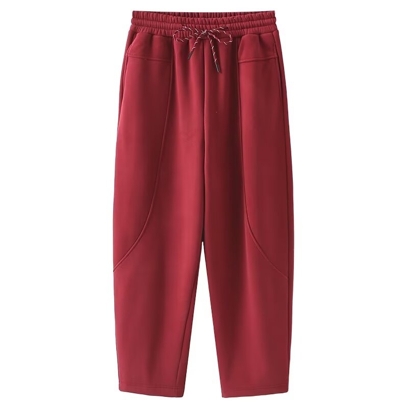 2025年冬装新款加绒哈伦裤女大码胖mm宽松显瘦休闲保暖阔腿弯刀裤 - 图3