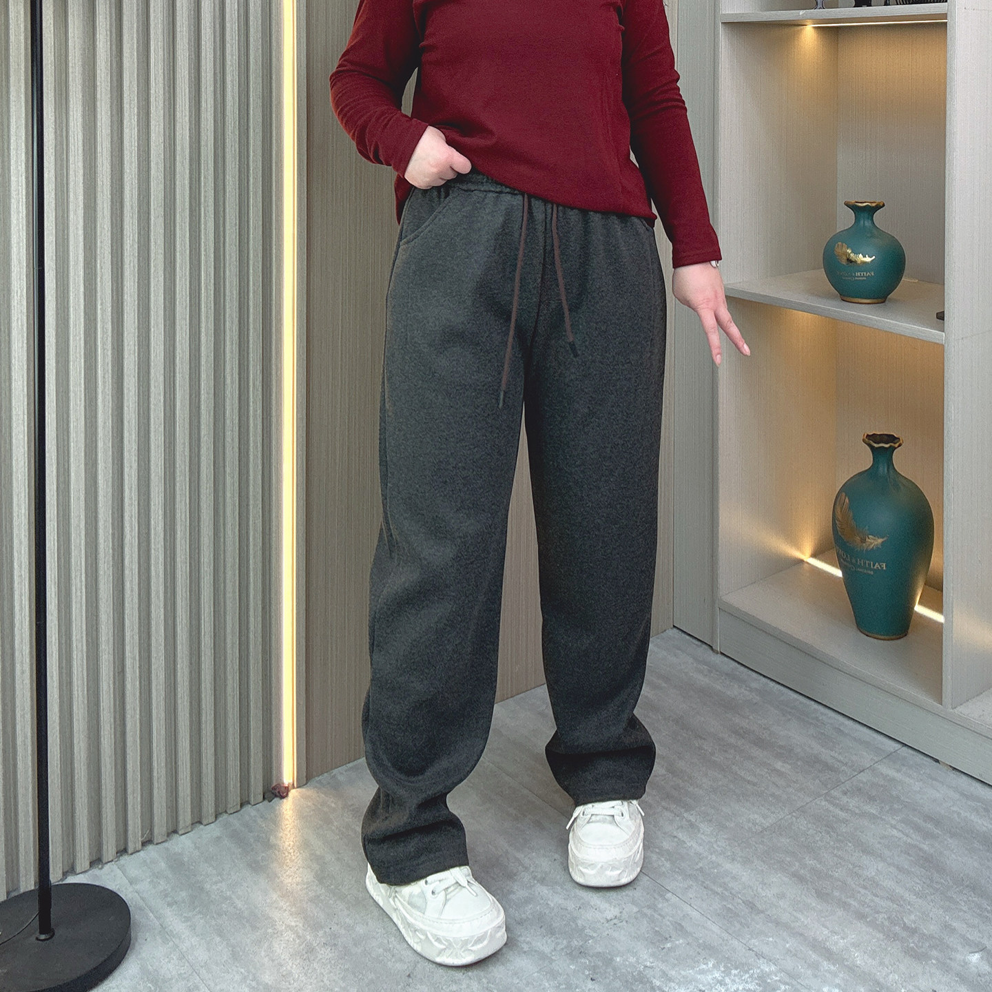 大码女装秋冬新款宽松休闲松紧腰加绒加厚保暖直筒裤长裤子阔腿裤,淘宝优惠券,粉丝福利购,淘宝优惠卷