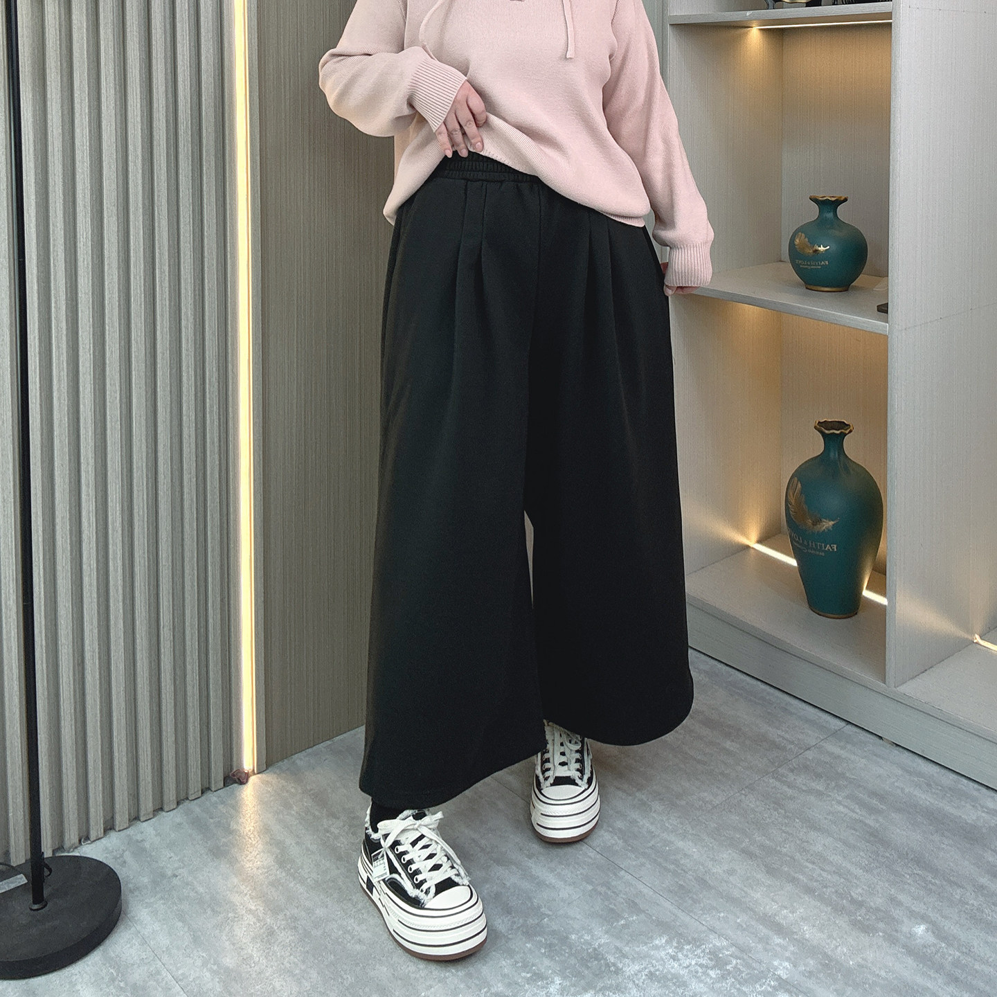 大码女装冬季加绒保暖毛呢裤胖mm高级感宽松显瘦小个子九分阔腿裤,淘宝优惠券,粉丝福利购,淘宝优惠卷