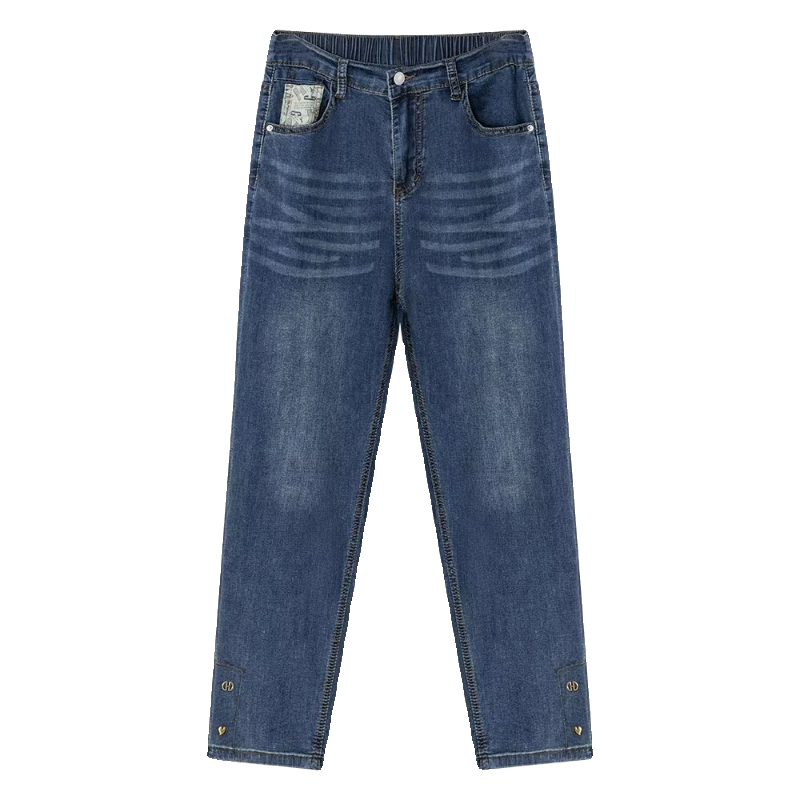 直筒高腰牛仔裤女春夏大码胖mm宽松显瘦弹力休闲阔腿九分烟管裤子,淘宝优惠券,粉丝福利购,淘宝优惠卷