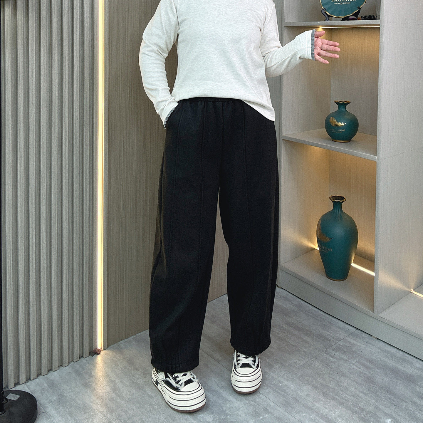 毛呢高腰加绒九分休闲裤女冬季大码胖mm宽松显瘦小个子百搭阔腿裤,淘宝优惠券,粉丝福利购,淘宝优惠卷