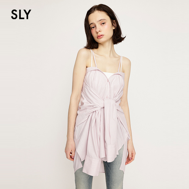 SLY 2025夏季新品设计感通勤两穿三色宽松长袖衬衫030ISR30-2091 - 图0