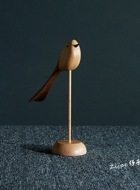 北欧风长尾客厅书房装饰木偶小鸟