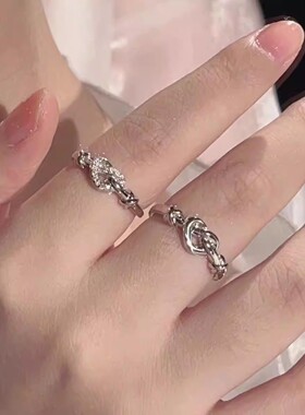 山茶花戒指闺蜜简约立体花朵ins小众设计轻奢高级感开口可调节