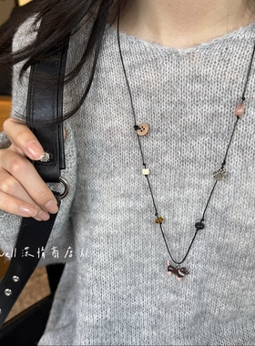 韩系慵懒腊肠狗串珠可调毛衣链