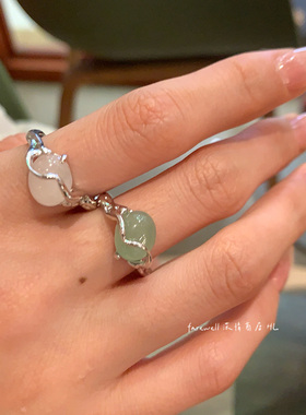 新中式镶嵌复古银色戒指