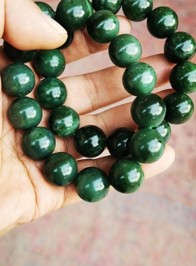 捡石人淘宝爆款男款和田玉俄碧玉16毫米手串 有油性有手感有黑点