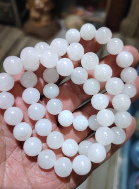 和田玉青海料白玉10毫米手串佛珠 手工打磨 白度高有棉 成本放漏