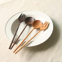 Rain Wood Long Handle Spoon Fork Spoon Black Walnuts Solid Wood Spoon Fork To Bake And Eat Home Engraving Crafts