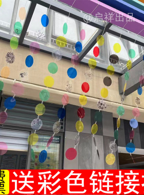 幼儿园环创彩色pvc圆形挂饰卡片 透明儿童涂鸦吊饰美工区布置材料