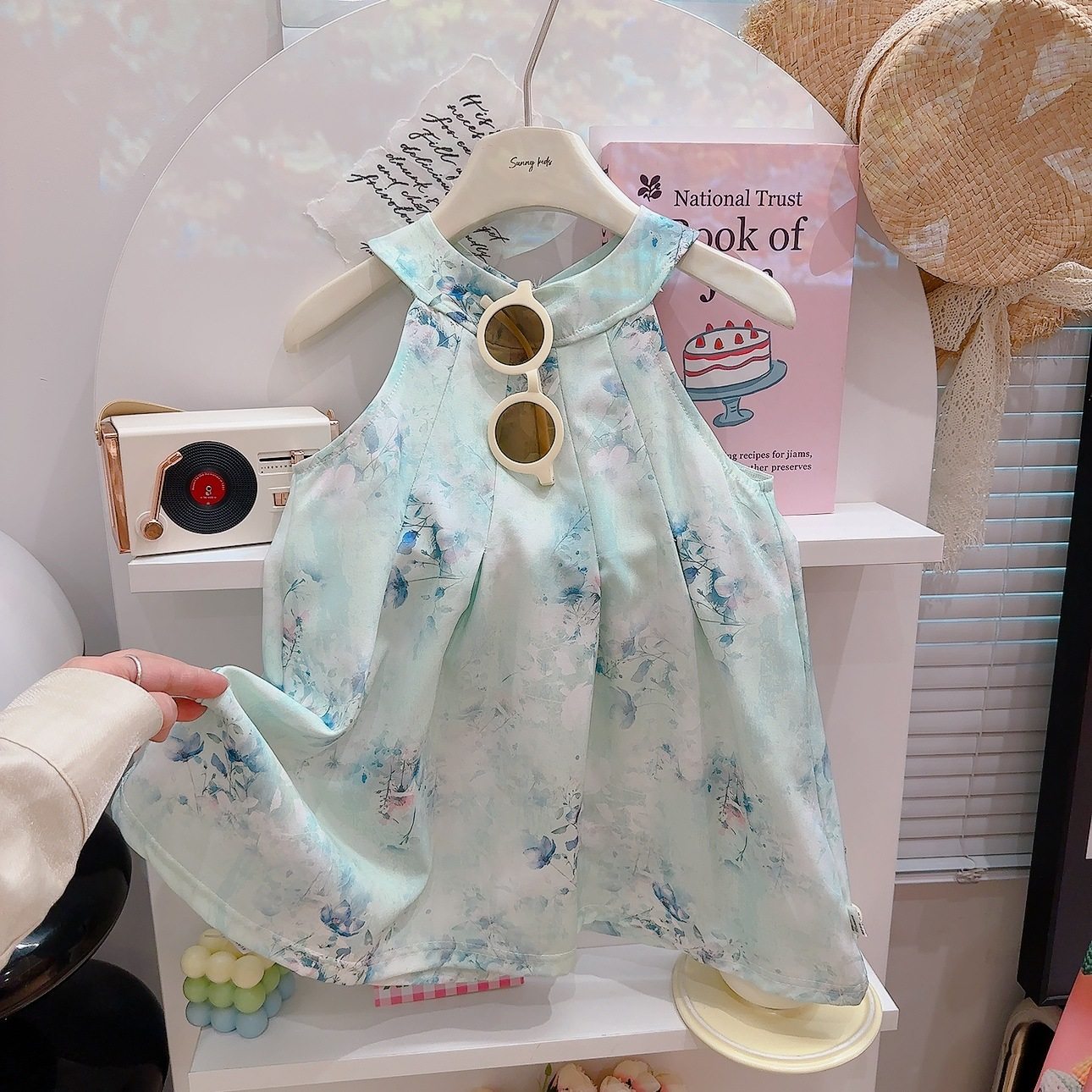 儿童时尚3D满印背心连衣裙夏新款小女孩公主裙女童洋气挂脖吊带裙,淘宝优惠券,粉丝福利购,淘宝优惠卷