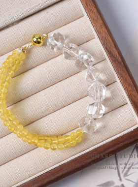 天然白水晶+多圈蜜蜡手链