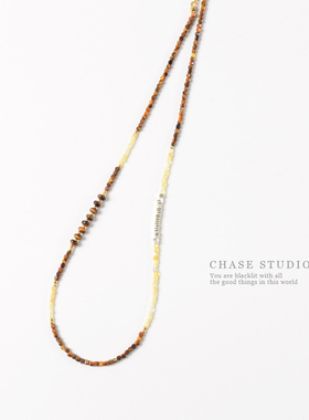 天然虎眼石复古法式项链