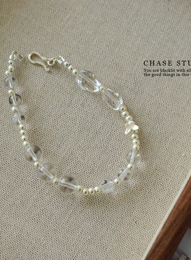 简约女轻奢天然白水晶手链