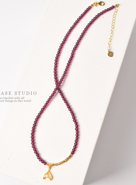 天然石榴石项链女小众设计