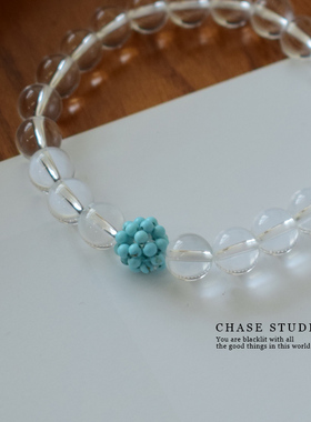 【追逐CHASE】原创手工天然白水晶+绿松石手串女小众设计感手链