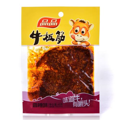 品品牛板筋40g*20袋 包邮 四川特产麻辣烧烤牛蹄筋牛筋零食小吃 - 图1