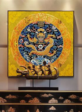 中国龙玄关装饰画新中式正方形走廊过道墙壁画龙画客厅招财风水画