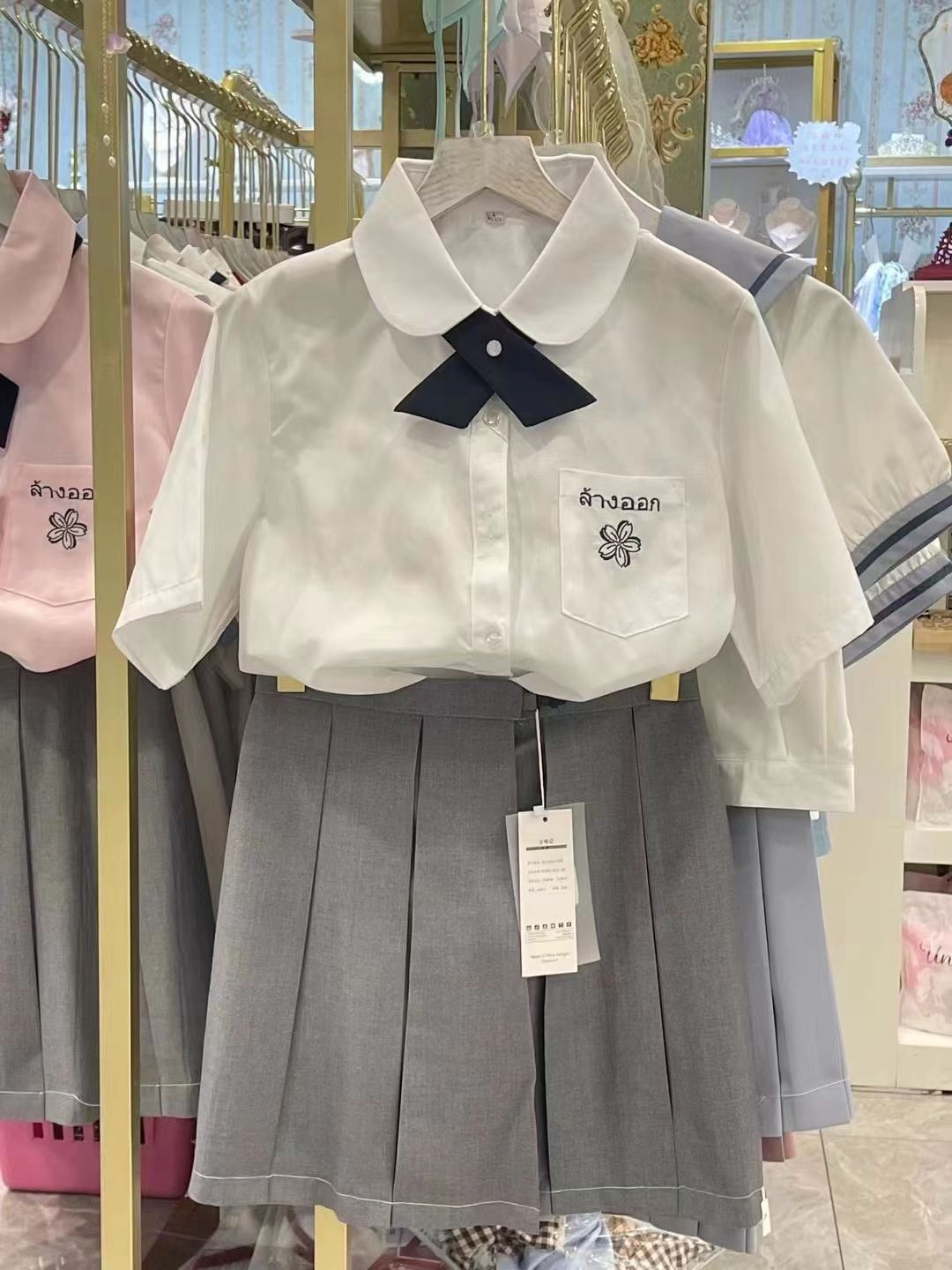 jk制服女学院风衬衫裙子泰国泰式校服娜诺高中生毕业班服运动会服 - 图1