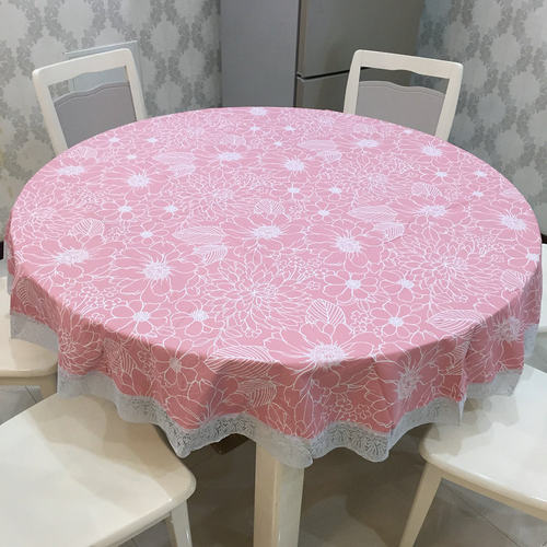 PVC防水不镂空大圆桌布田园餐桌布家用酒店饭店软质台布防烫免洗 - 图2