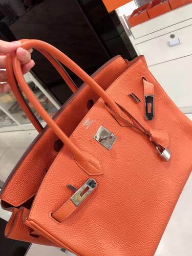 【97新】二手正品Birkin35黄色金扣Togo皮M刻女士手提包 - 图0
