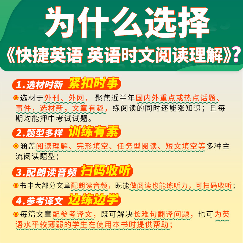 活页快捷英语时文阅读NO.26期小升初NO25期第24辑六年级英语完形填空与阅读理解组合专项训练小学升初中热点题型练习册全国通用版 - 图1